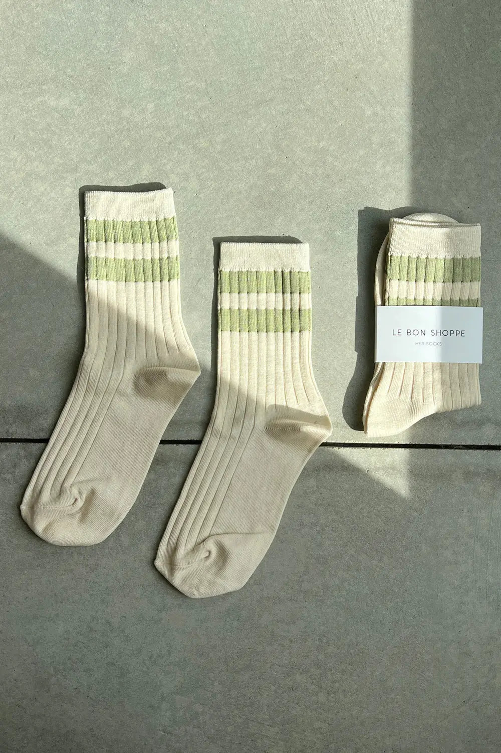 Le Bon Shoppe Her Varsity Socks in Guacamole