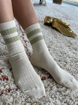 Le Bon Shoppe Her Varsity Socks in Guacamole