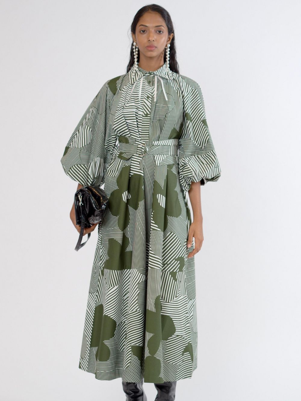 Lovebirds Hillary Dress Sakura Striped Moss Lovebirds