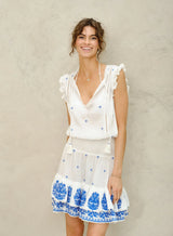 Mabe Mina Embellished Dress in Ecru/Blue M.A.B.E