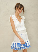 Mabe Mina Embellished Dress in Ecru/Blue M.A.B.E