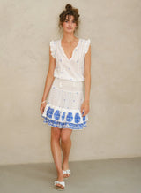 Mabe Mina Embellished Dress in Ecru/Blue M.A.B.E