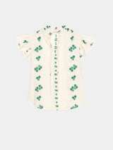 Mabe Iris Woven Frill Sleeve Top Green