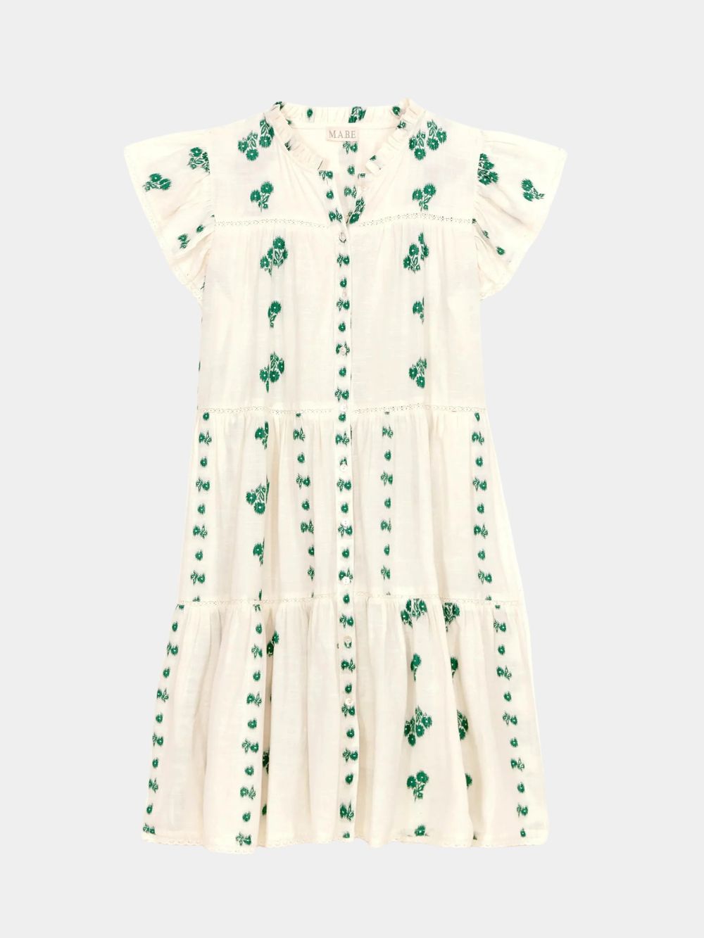 Mabe Iris Woven Frill Sleeve Dress Green