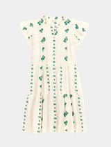 Mabe Iris Woven Frill Sleeve Dress Green
