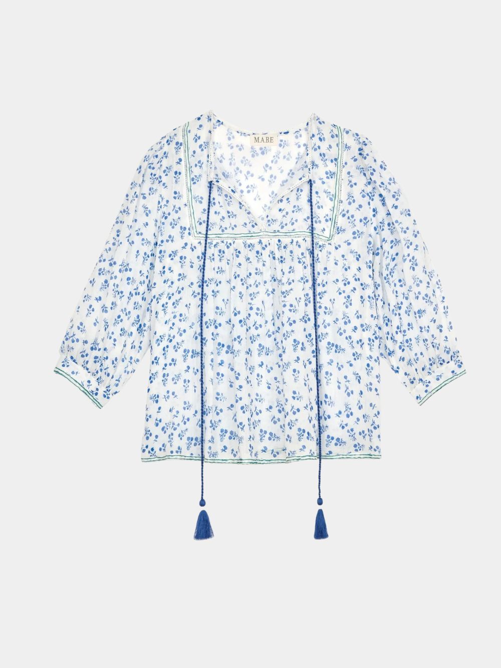 Mabe Edie Print Long Sleeve Top Blue