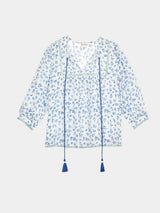Mabe Edie Print Long Sleeve Top Blue