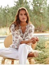 Mabe Stella PrintLong Sleeve Top Ecru