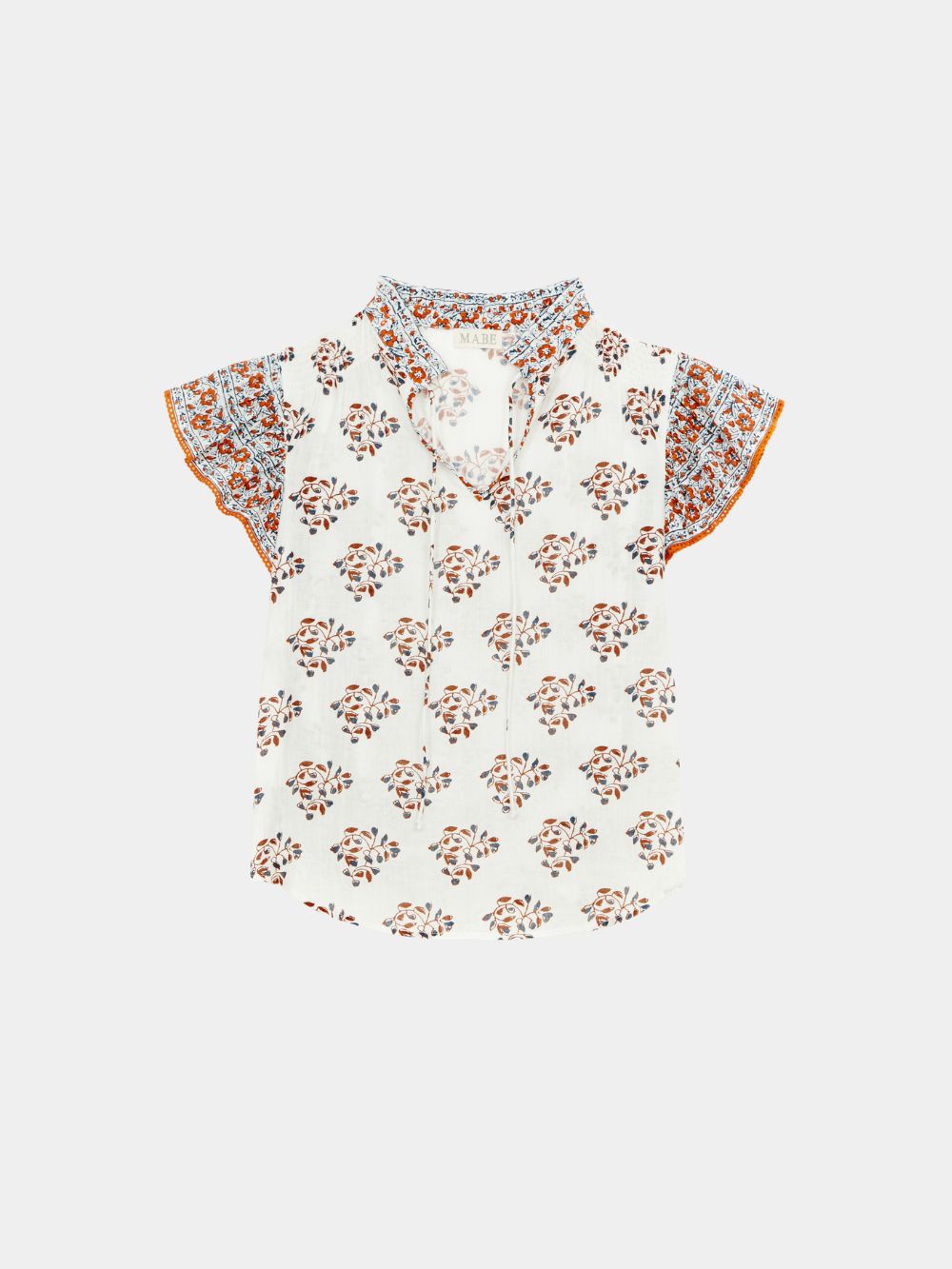 Mabe Stella Print Short Sleeve Top Ecru