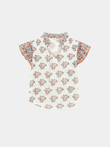 Mabe Stella Print Short Sleeve Top Ecru
