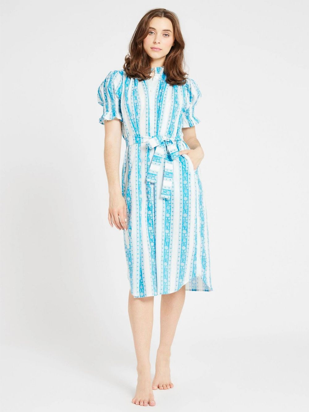 Mille Vera Dress Aqua Jaipur Stripe - Twenty Petworth