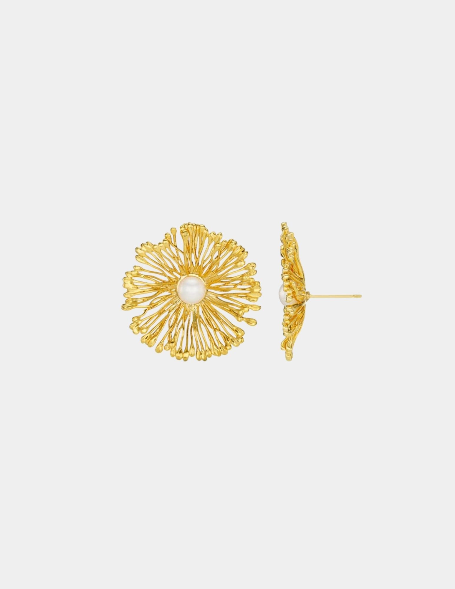 Orelia Statement Flower & Pearl Stud Earring
