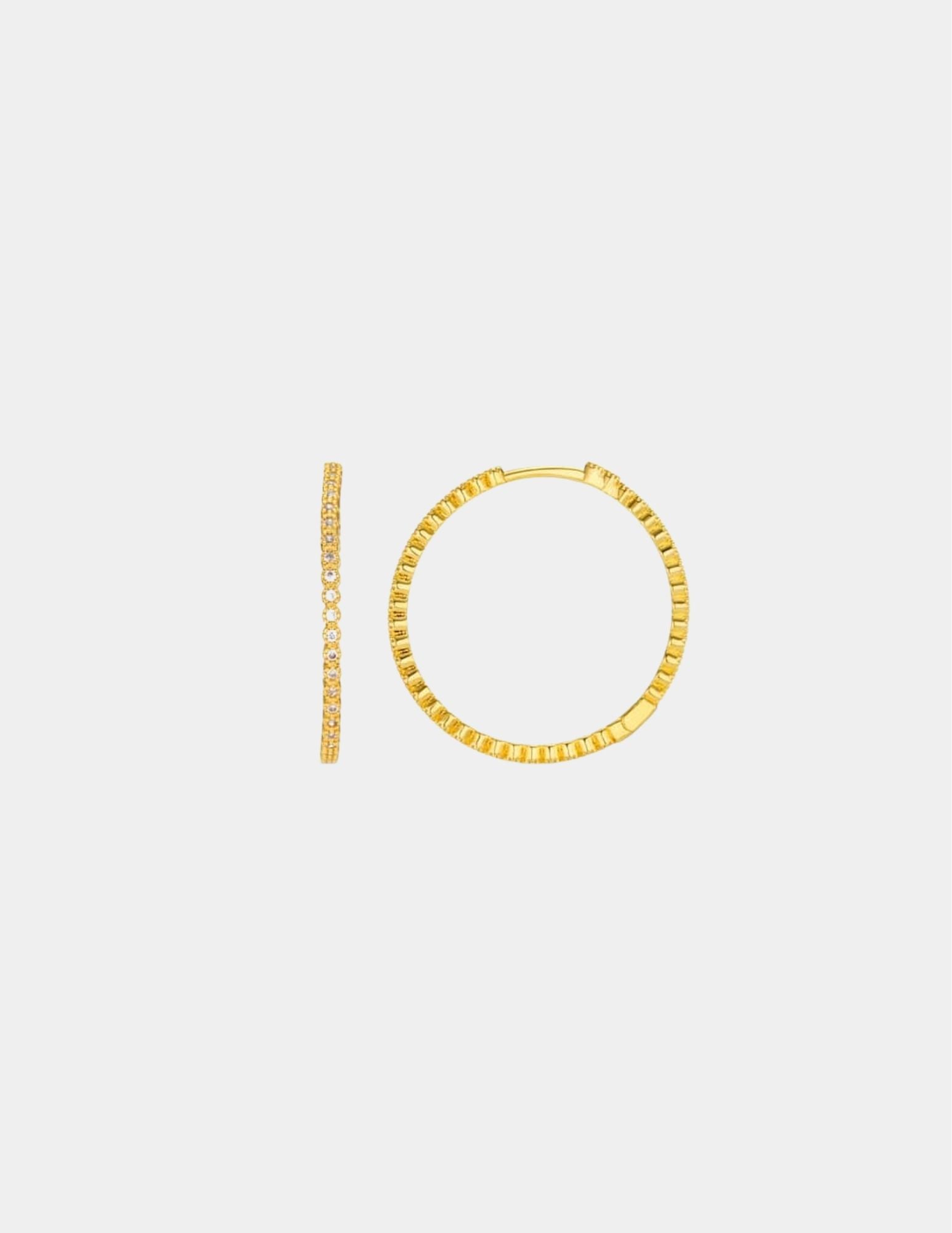 Orelia Fine Pave Mid Size Hoop Earrings