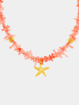 Orelia Pink Coral Chip Starfish Necklace