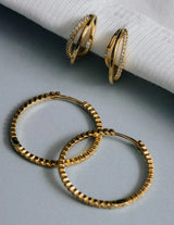 Orelia Mixed Pave Triple Illusion Hoop Earring