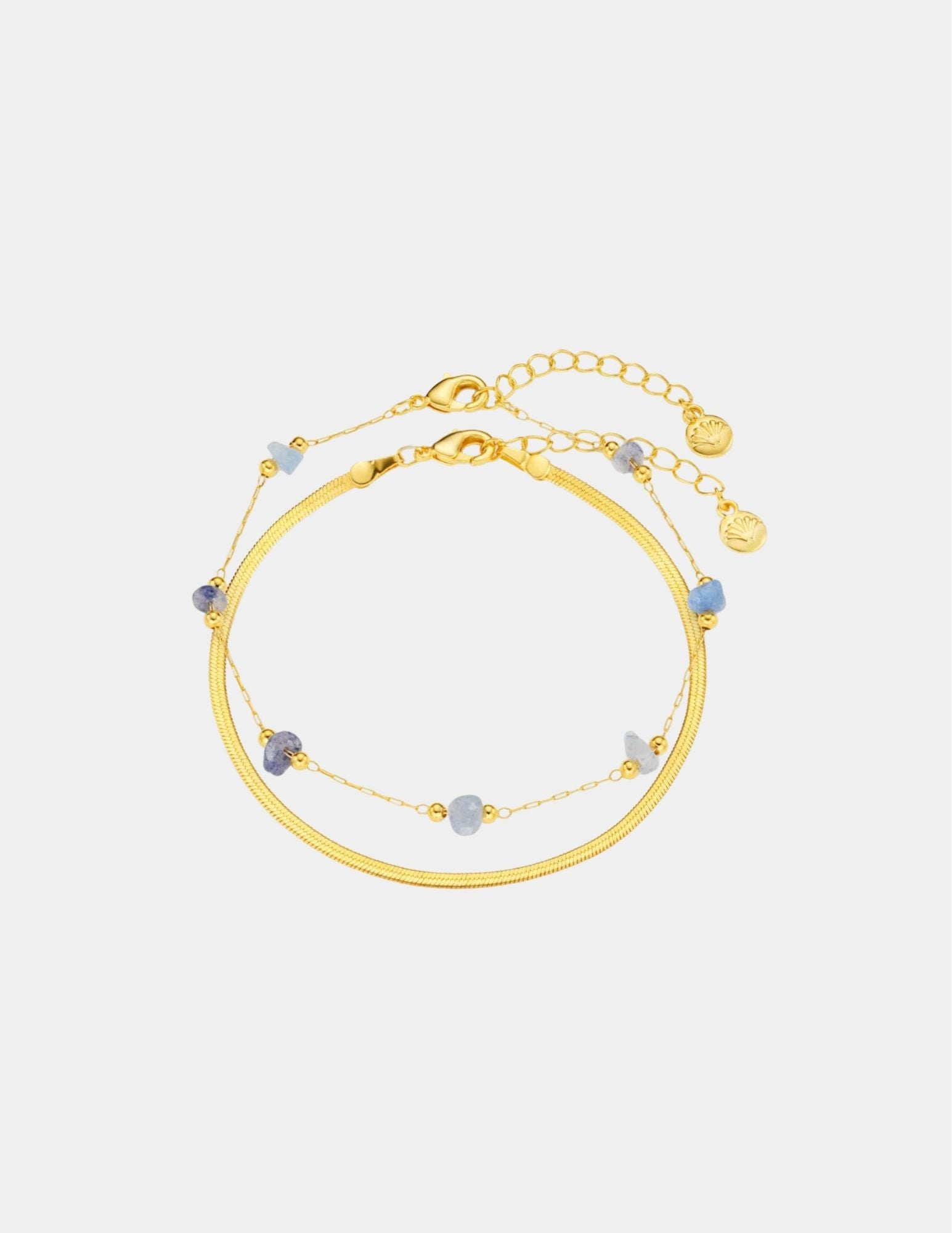 Orelia Semi Precious Chip Snake Chain 2 Row Bracelet
