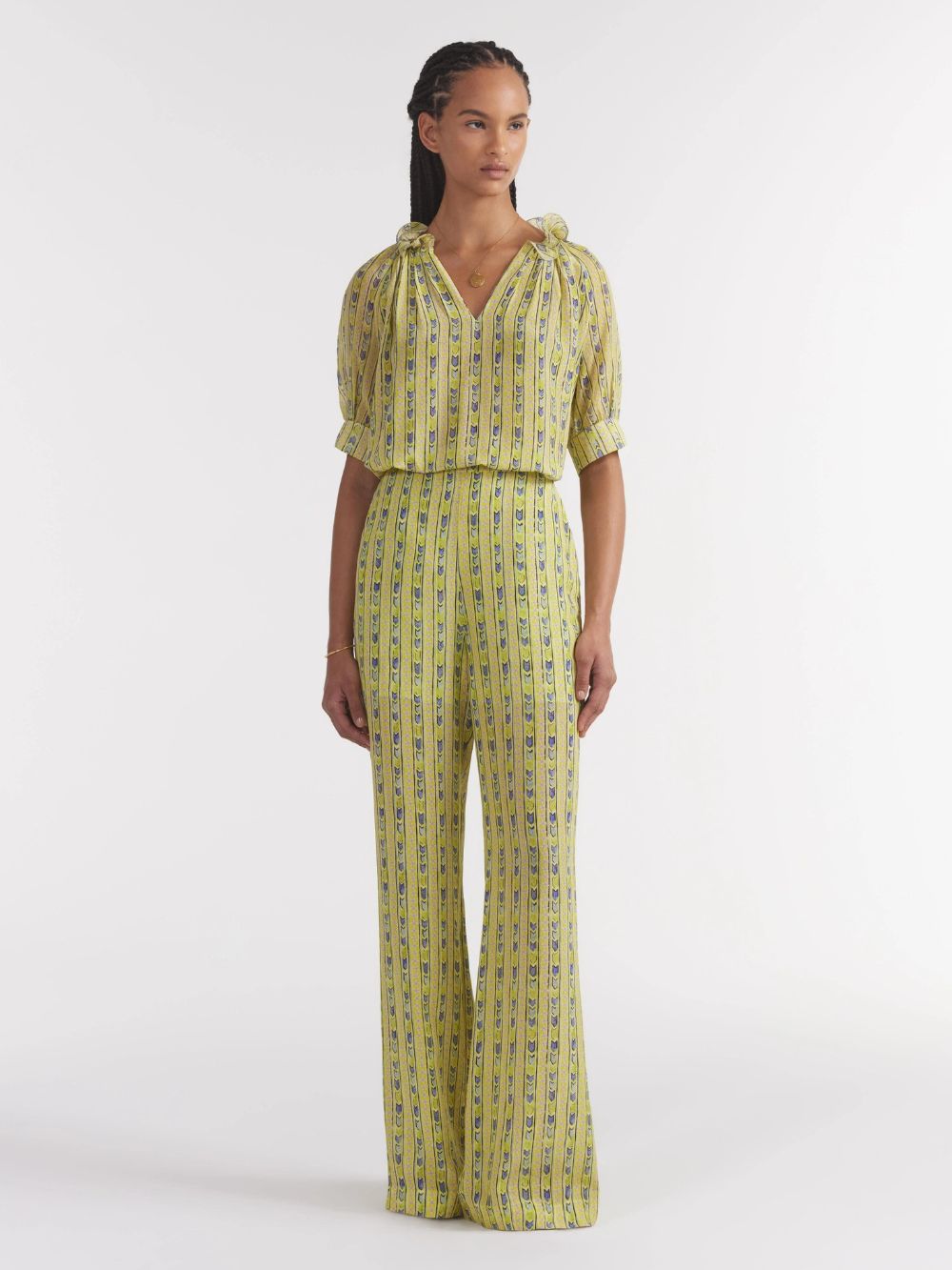 Josie Top Faience Floral Lime Saloni