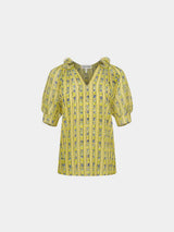 Josie Top Faience Floral Lime Saloni