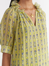 Josie Top Faience Floral Lime Saloni