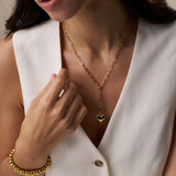 Domed Heart Charm Adjustable Necklace Orelia