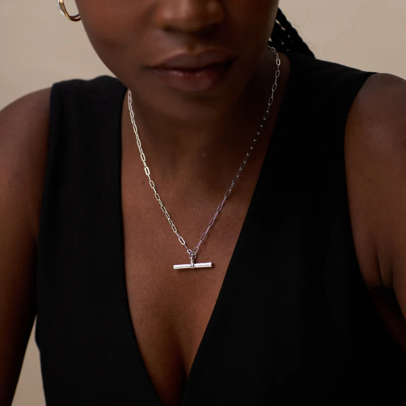 Orelia Chunky T-Bar Mid Length Necklace Silver Orelia