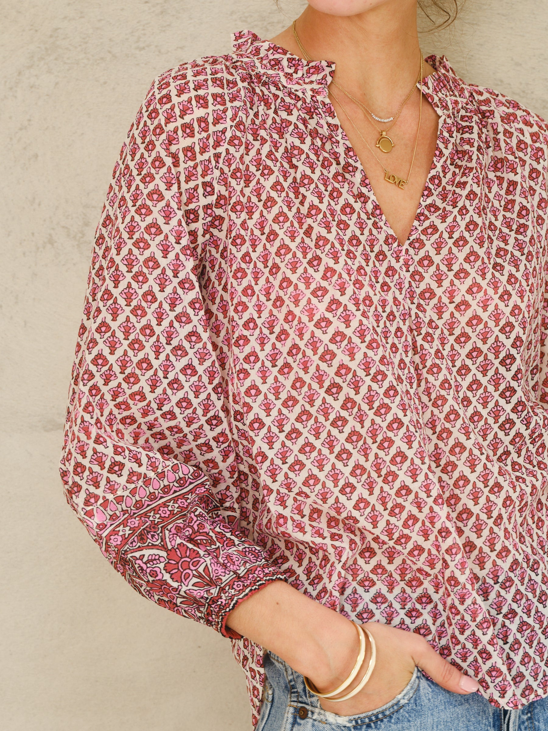 Mabe Viti Print Top Pink M.A.B.E