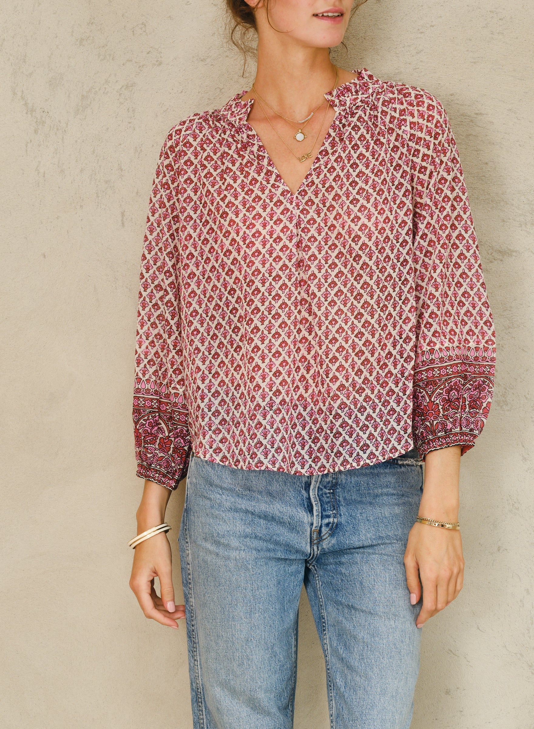 Mabe Viti Print Top Pink M.A.B.E