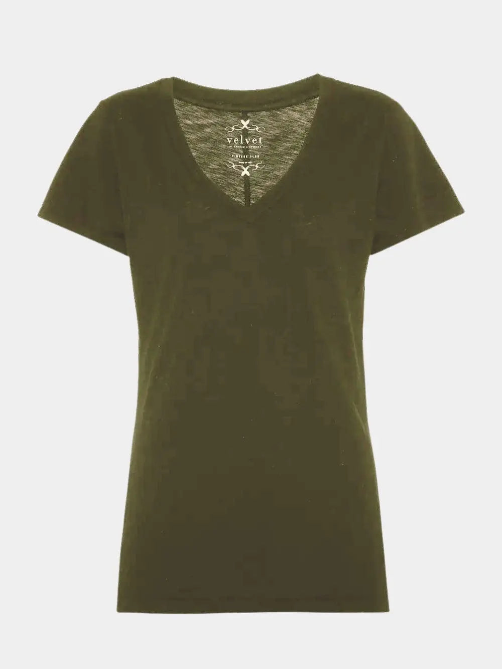 Velvet Lilith V Neck T Shirt Army