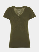 Velvet Lilith V Neck T Shirt Army