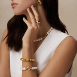 Orelia Polished Metal Nugget Stretch Bracelet