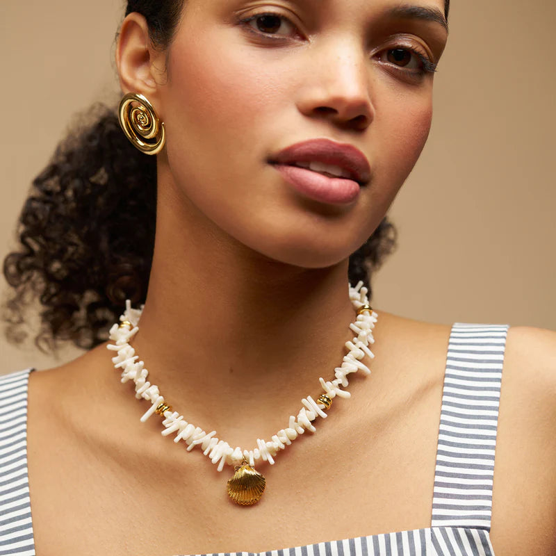 Orelia Cream Chip Shell Necklace