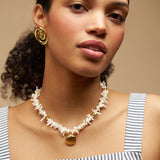 Orelia Cream Chip Shell Necklace