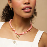 Orelia Pink Coral Chip Starfish Necklace