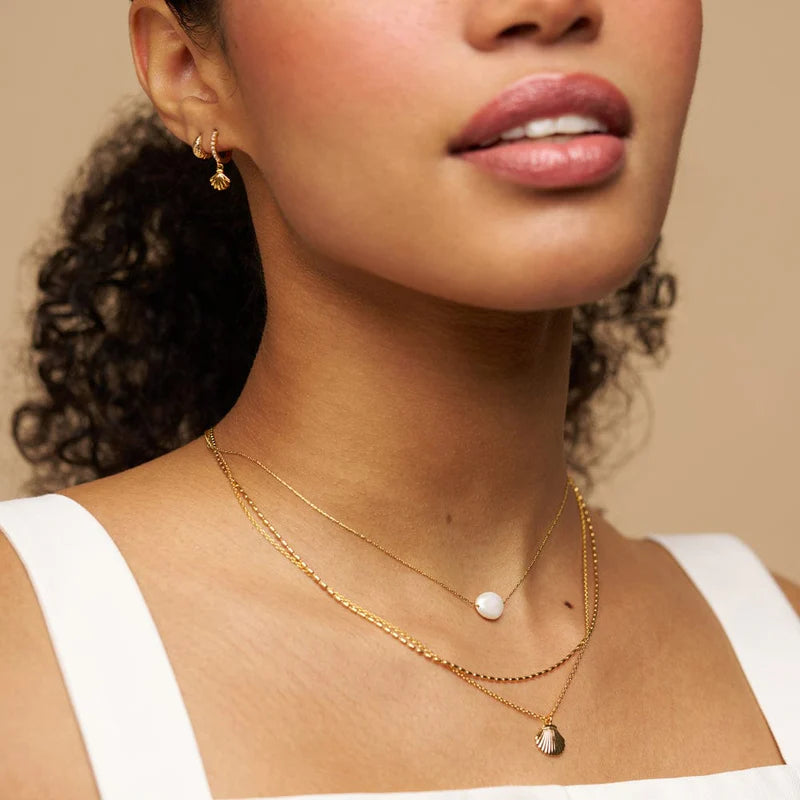 Orelia Pearl Shell Micro Hoop Earrings