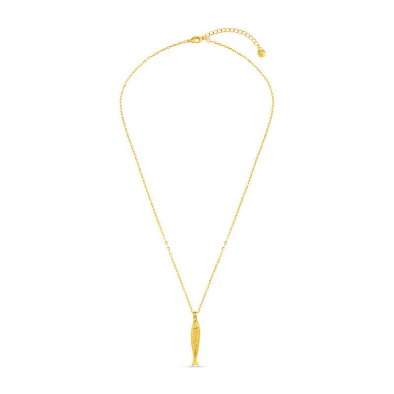 Orelia Textured Fish Charm Necklace