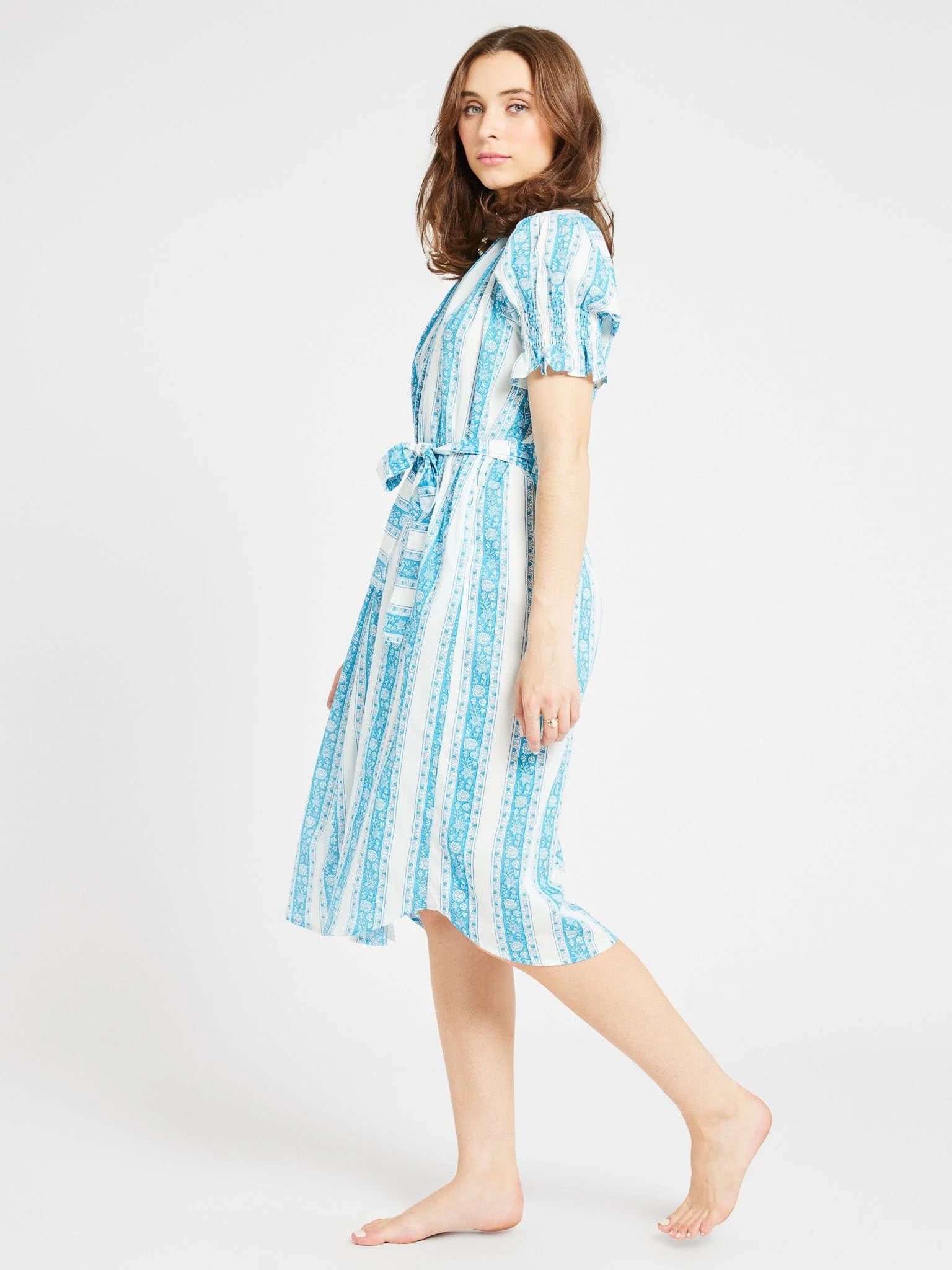 Mille Vera Dress Aqua Jaipur Stripe - Twenty Petworth
