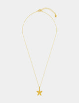 Gold necklace with a star pendant on a white background