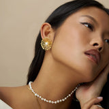 Orelia Statement Flower & Pearl Stud Earring