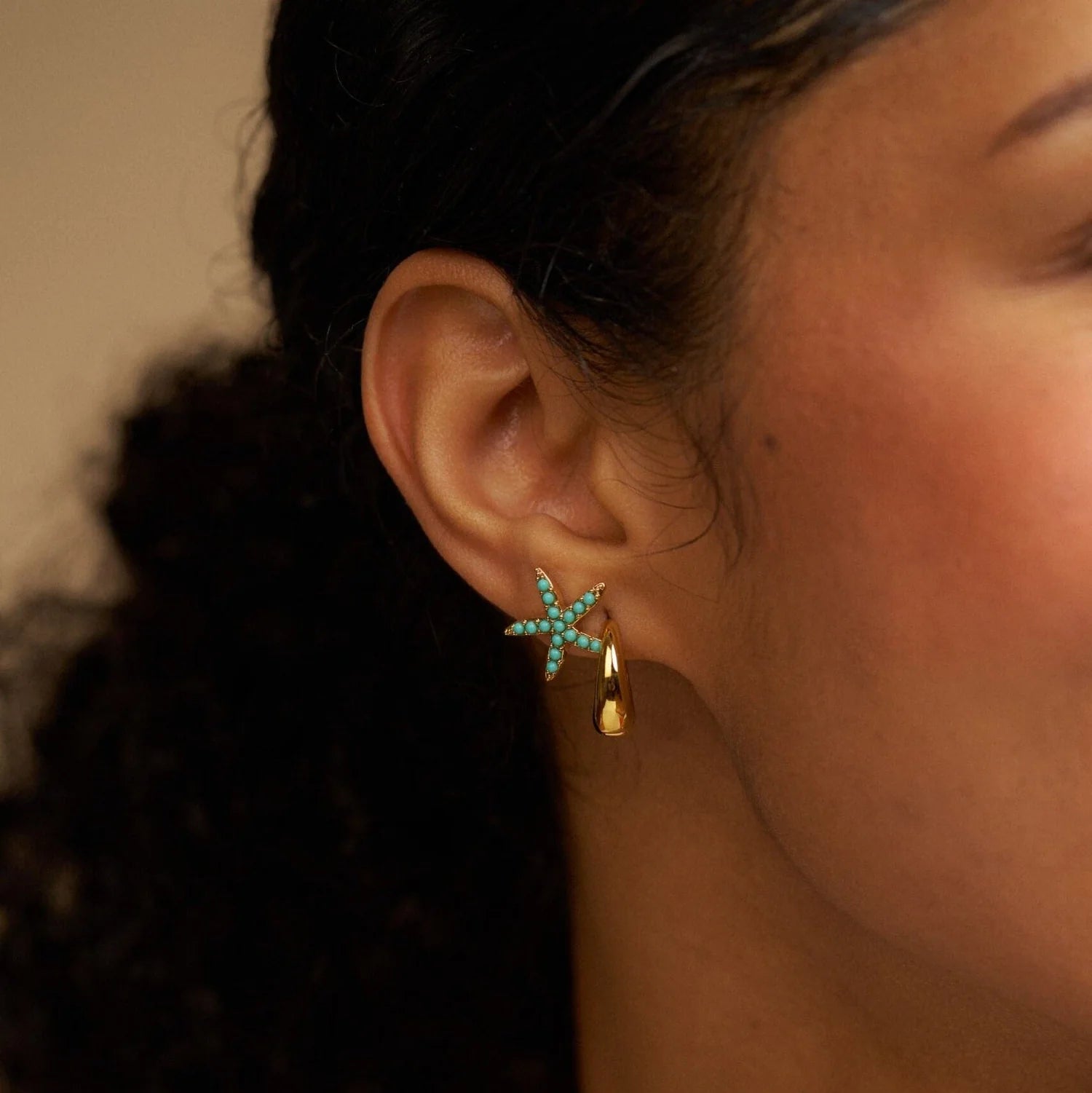 Orelia Starfish Turquoise Earrings